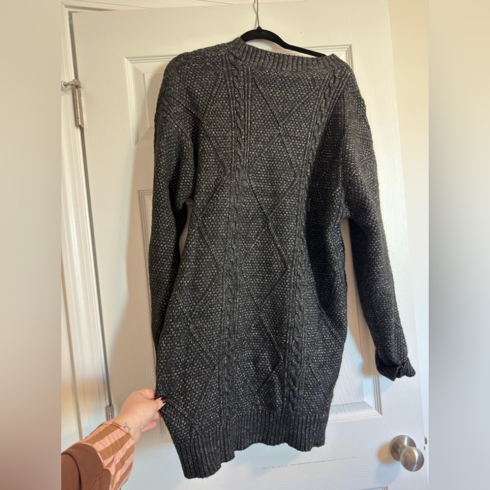 NWOT BOUTIQUE Women's Gray Cable Knit Sweater Dress